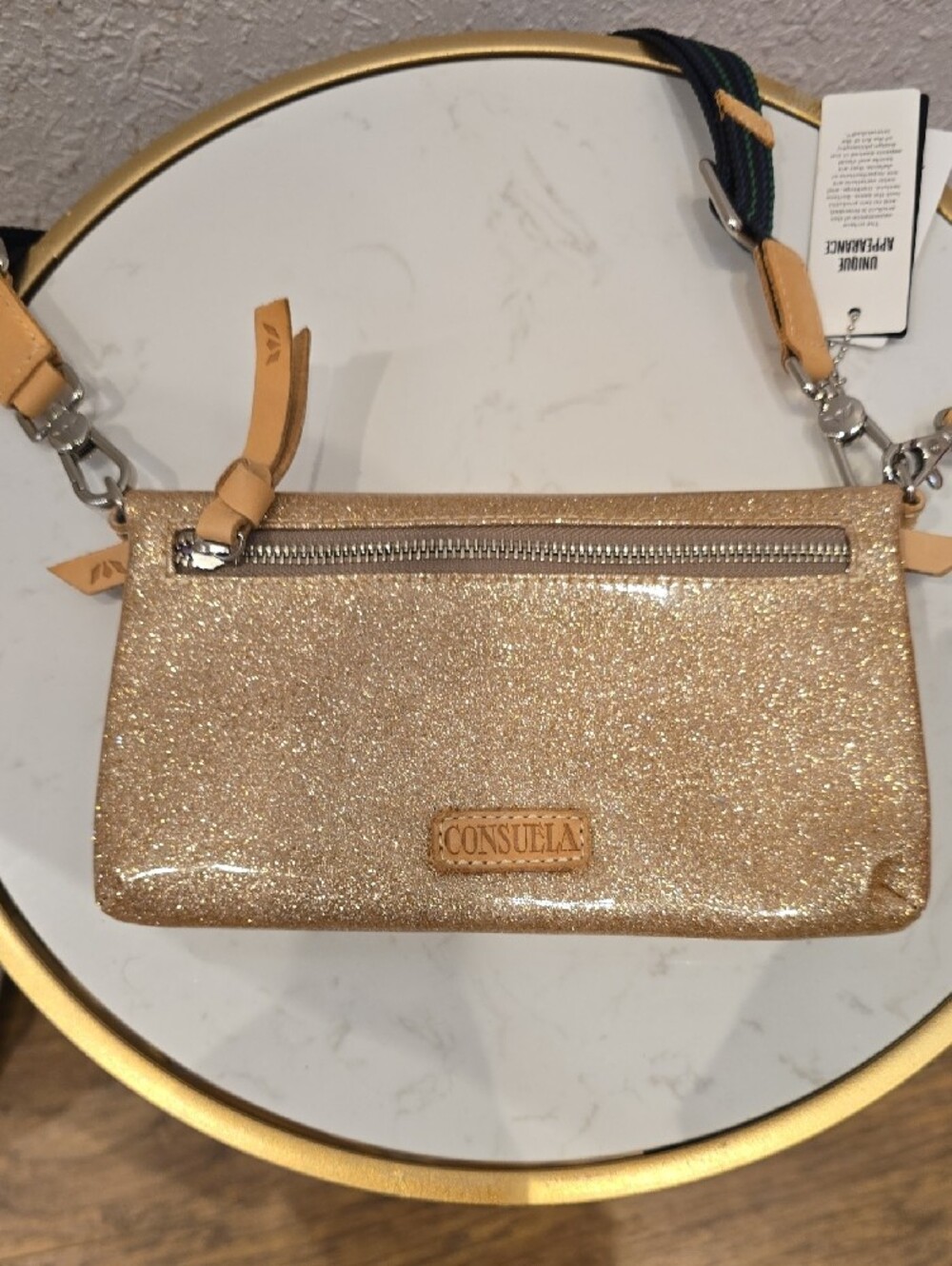 Consuela Gold Leopard UPTOWN Crossbody with Black and Blue Accents - Picture 9 of 10